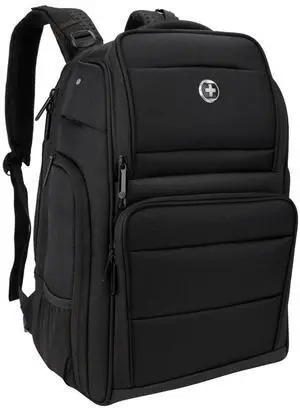 Swissdigital Design Massaging Business Backpack for Men with USB Charging Port,Large Capacity Water Repellent Work Computer Backpacks Fits 15.6 Inch Laptop, Black | SENSOR