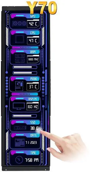 wisecoco 14.5 Inch LCD Touchscreen Monitor for Hyte Y70 2K 2560x720 IPS Display HDMI USB C for Windows Aida64 CPU GPU Temperature Monitoring wisecoco 14.5 Inch LCD Touchscreen Monitor for Hyte Y70 2K 2560x720 IPS Display HDMI USB C for Windows Aida64 CPU GPU Temperature Monitoring