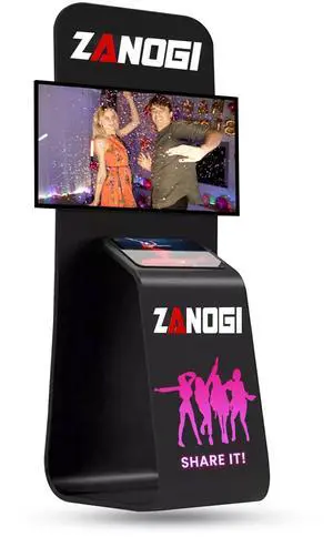ZANOGI Kiosk Tv Floor Stand with Tablet Holder,Lightweight Aluminum Trade Show with Stretch Fabric Can Create A High-End Atmosphere for Your Events/Trade Shows/Product Promotions/Conference Booths