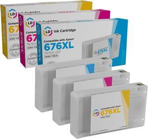 LD Products Ink Cartridge Replacement for Epson 676XL High Yield Color Set: 1 T676XL220 Cyan, 1 T676XL30 Magenta, 1 T676XL420 Yellow