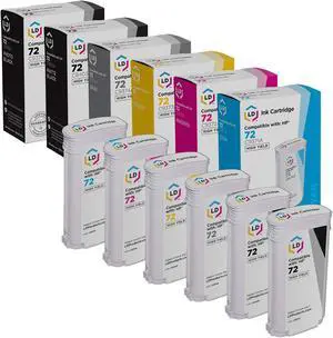 LD Products Replacements for HP 72 Ink Cartridge High Yield (Photo Black, Cyan, Magenta, Yellow, Gray, Matte Black, 6-Pack) DesignJet T1100, T1120, T1200, T610, T620, T770, T1100ps, T1120 SD-MFP