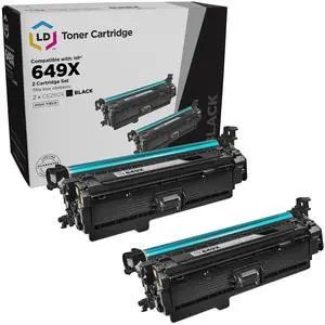 LD © Remanufactured Replacements for Hewlett Packard CE260X (HP 649X) 2 Pack High Yield Black Laser Toner Cartridges for us in HP Color LaserJet Enterprise CP4525dn, CP4525n, & CP4525xh Printers