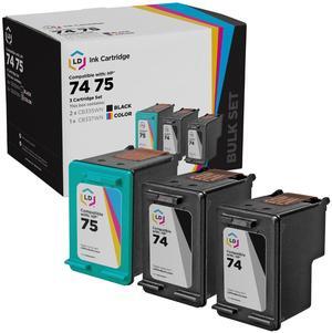 LD Products Remanufactured Ink Cartridge Replacements for HP 74 & HP 75 (2 Black, 1 Color, 3-Pack)