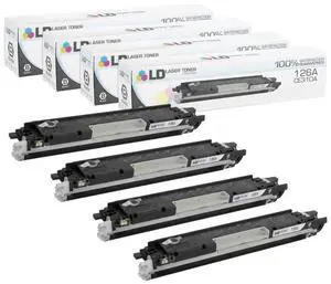 LD Products Remanufactured Toner Cartridge Replacement for HP 126A CE310A (Black, 4-Pack)