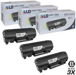 LD Products Compatible Toner Cartridge Replacement for Lexmark 621 62D1000 (Black, 3-Pack)