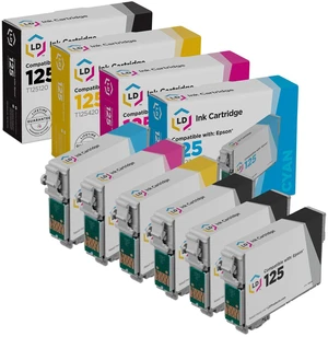 LD Replacement Ink for Epson T125 Set of 6: T125120 T125220 T125320 T125420 LD Replacement Ink for Epson T125 Set of 6: T125120 T125220 T125320 T125420