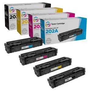 LD Products Toner Cartridge Replacement for HP 202A (Black, Cyan, Magenta, Yellow, 4-Set) Compatible with HP Color LaserJet M254dw, M281cdw, M281dw, M281fdw LD Products Toner Cartridge Replacement for HP 202A (Black, Cyan, Magenta, Yellow, 4-Set) Compatible with HP Color LaserJet M254dw, M281cdw, M281dw, M281fdw