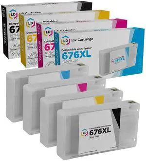 LD Products Ink Cartridge Replacement for Epson 676XL High Yield Set: T676XL120 Black, 1 T676XL220 Cyan, 1 T676XL30 Magenta, 1 T676XL420 Yellow LD Products Ink Cartridge Replacement for Epson 676XL High Yield Set: T676XL120 Black, 1 T676XL220 Cyan, 1 T676XL30 Magenta, 1 T676XL420 Yellow