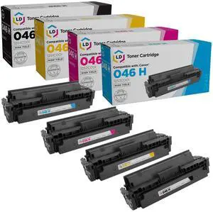 LD Products Compatible Toner Cartridge Replacements for Canon 046H High Yield (Black, Cyan, Magenta, Yellow, 4-Pack) for use in ImageCLASS MF735Cdw, LBP654Cfw, MF733Cdw, LBP654Cdw & MF731Cdw LD Products Compatible Toner Cartridge Replacements for Canon 046H High Yield (Black, Cyan, Magenta, Yellow, 4-Pack) for use in ImageCLASS MF735Cdw, LBP654Cfw, MF733Cdw, LBP654Cdw & MF731Cdw