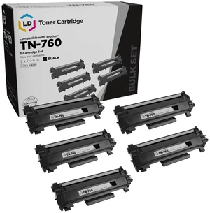 LD Products Compatible Toner Cartridge Replacement for Brother TN760 TN-760 TN 760 TN730 TN-730 (Black, 5-Pack) DCP-L2550DW, HL-L2325DW, HL-L2370DW, HL-L2390DW, HL-L2395DW, MFC-L2717DW, MFC-L2730DW LD Products Compatible Toner Cartridge Replacement for Brother TN760 TN-760 TN 760 TN730 TN-730 (Black, 5-Pack) DCP-L2550DW, HL-L2325DW, HL-L2370DW, HL-L2390DW, HL-L2395DW, MFC-L2717DW, MFC-L2730DW