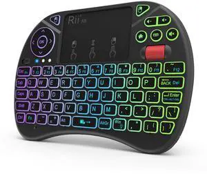 Rii X8 Mini Keyboard,2.4GHz Portable Wireless Keyboard with Touchpad Mouse,RGB Backlit,Rechargeable Battery for Android TV Box/Mac/PC/Nvidia Shield