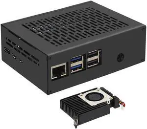 Geekwrom X1011-C1 Metal Case+Active Cooler H505 for Raspberry Pi 5 & X1011 PCIe to NVMe Shield