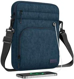 MoKo 9-11 Inch Tablet Sleeve Bag, Fits iPad Air/Pro 11 inch, iPad 10th Gen 10.9, Tab S9 11, Multifunctional Bag with Shoulder and Headphone Port, Indigo