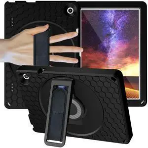 Dteck Case for Onn 10.1 Inch Gen 3 2022 Tablet,360 Rotating Stand Hand DropProof Shockproof Cover with Handle Strap/Shoulder Strap/Kickstand Protective Case for Onn 10.1 Model 100071485 2022,Black