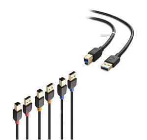 Cable Matters 1-Pack Long USB 3.0 Cable (USB 3 Cable, USB 3.0 A to B Cable) in Black 15ft & 3-Pack Long USB 2.0 A to B USB Printer Cable