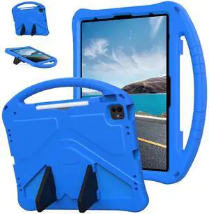 Dteck Kids Case for iPad Air 13 Inch M2 2024, iPad Pro 12.9" 3rd/4th/5th/6th Gen - Lightweight Shockproof EVA Handle Stand With Pencil Holder, Blue