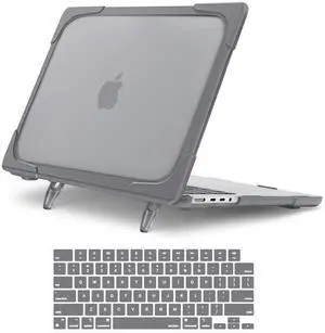 MOSISO Compatible with MacBook Pro 14 inch Case 2025-2021 M4 M3 M2 M1 A3112 A3185 A3401 A2918 A2992 A2779 A2442, Heavy Duty Shockproof Plastic Hard Shell with Fold Kickstand&Keyboard Cover, Gray