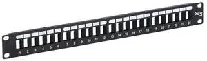 ICC 24 Port Blank Keystone 1U Patch Panel with 19 Metal Rackmount Housing for Slim Profile Keystone Jacks (Sold Separately), UL Listed, IC107BP241