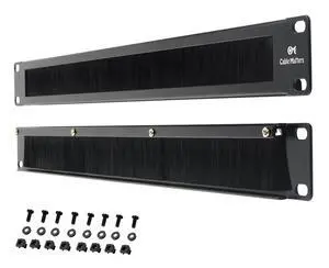 Cable Matters 2-Pack Rackmount or Wall Mount 1U 19" Brush Panel (19-inch Rack Mount Brush Panel 1U) in Black