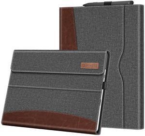 Fintie Case for 13 Inch Microsoft Surface Pro 11/10/9 - Multiple Angle Viewing Portfolio Business Cover with Pocket & Stylus Holder, Compatible with Type Cover Keyboard, Gray/Brown