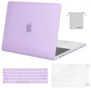 MOSISO Compatible with MacBook Pro 15 inch Case 2019 2018 2017 2016 Release A1990 A1707 with Touch Bar, Plastic Hard Shell Case & Keyboard Cover & Screen Protector & Storage Bag, Purple