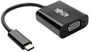 Tripp Lite USB C to VGA Adapter Converter 1080P M/F Black USB Type C, USB 3.1 Gen 1, Portable, Thunderbolt 3 (U444-06N-VB-AM)
