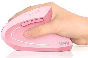 Lekvey Ergonomic Mouse, Vertical Wireless Mouse, Rechargeable 2.4 GHz USB Optical Carpal Tunnel Mice : 800/1200 / 1600 DPI, 6 Buttons, for Laptop, PC, Mac, Computer, Desktop, Notebook etc, Pink