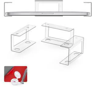 BRAINWAVZ Transparent Under Desk Laptop Holder Mount with Adhesive & Screw in, Devices Upto 1.8" Thick for Laptops, Macbooks, Surface, Cable Box, Routers, Keyboard, Modems, Network Switch & More
