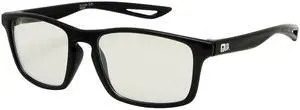 LEVEL UP Strike Blue Light Blocking Glasses - Computer Reading & Gaming Eyewear for Gamers to Filter UV Glare & Anti Eyestrain - Men, Women & Kids Black Frame Clear Lenses Reader Spectacles