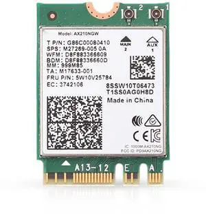 WiFi 6E Adapter for Intel AX210 | Tri-Band 2.4/5/6 GHz | Up to 2.4 Gbps | M.2 for PCs | Bluetooth 5.3 Compatible | Works with Intel, AMD, Windows 10/11, Linux | Model AX210NGW No vPro