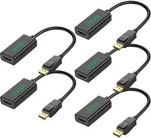 UVOOI DisplayPort to HDMI Adapter 5-Pack, Computer DP to HDMI Monitor Adapter, Male Display Port to HDMI Female Adapter for Computer Laptop Monitor Projector TV and More-NOT Bidirectional