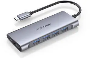LENTION USB-C Multi-Port Hub with 4K HDMI Output, 100W PD, 4 USB 3.0 5Gbps Compatible 2025-2016 MacBook Pro, New Mac Air & Surface, Chromebook, iPhone 17, More, Stable Driver Adapter (C35, Space Gray)