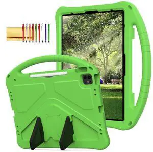 Dteck for iPad Air 13 Inch M2 2024/iPad Pro 13 inch 2024 M4 Kids Case/iPad Pro 12.9 Cover 6th/5th/4th/3rd Gen 2022/2021/2020/2018 with Pencil Holder Handle Stand EVA Protective Girl Boy Case,Green