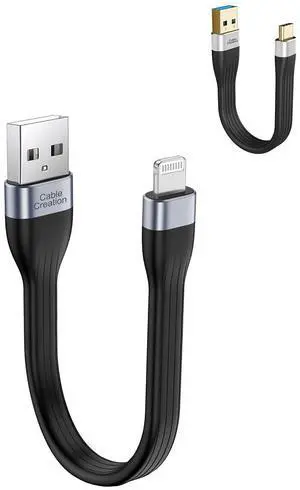 CableCreation Bundle  2 Items Short USB 3.1 A to USB C Cable 5 inch + Short USB A to Lightning Cable 0.5ft