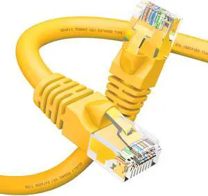 GEARit Cat 6 Ethernet Cable (1-Pack 100 Feet) Cat6 Network Patch, 10Gbps, RJ45, Snagless Cord, Gold-Plated Connectors, Internet for PC, TV, Tablet, Router, Printer, Servers, IT Data Center - Yellow