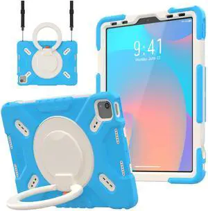 Triple Shockproof Case for iPad Air 5th/4th Generation 10.9 inch 2022/2020 and iPad Pro 11 Case 2022 2021 2020 2018 Gen, Kids Boy Girl Cover with Kickstand & Shoulder Strap (Blue)