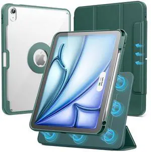 SPARIN Case for iPad Air 11 inch M3/ M2, iPad Air 7th/6th/5th/4th Gen (2025/2024/2022/2020) 10.9 inch,Case with Apple Pencil Holder, Detachable Magnetic Cover, Portrait and Landscape Stand, Green