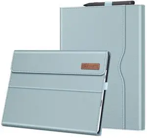 Fintie Case for 13 Inch Microsoft Surface Pro 11/10/9 - Multiple Angle Viewing Portfolio Business Cover with Pocket & Stylus Holder, Compatible with Type Cover Keyboard, Ice Blue