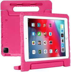 Dteck Kids Case for iPad Pro 12.9 inch 2022/2021/2020/2018 with Pencil Holder, Shockproof Rugged EVA Handle Stand Child Proof Kids Case for Apple iPad Pro 12.9 inch 6th/5th/4th/3rd Generation,Rose