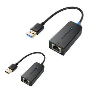 Cable Matters USB to Ethernet Adapter Supporting 10/100 Mbps Ethernet Network in Black & Plug & Play USB to Ethernet Adapter with PXE, MAC Address Clone Support (USB 3.0 to Gigabit Ethernet) Supportin