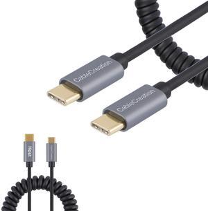 CableCreation Coiled USB C to USB C Cable 3A 60W Fast Charging Bundle with Coiled USB C to Micro USB Cable Charging and Data Sync Cord, 0.6-4 FT