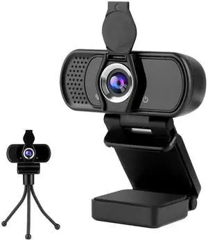xinidc Full 1080P HD Webcam with Microphone, USB Webcam for Laptop and Desktop, External Web Camera, Streaming PC Web Camera with Privacy Cover and Tripod, Widescreen Web cam for Zoom Skype YouTube