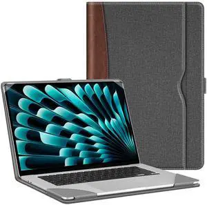 Fintie Sleeve Case for MacBook Air 15 Inch A3241 A3114 A2941 (2023 2024 2025 Release), Premium PU Leather Folio Book Cover for MacBook Air 15.3" M2 M3 M4 Chip with Touch ID, Gray