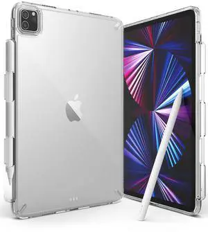 Ringke Fusion [Case + Pencil Holder] Compatible with iPad Pro 11 Inch Case (4th 2022, 3rd 2021, 2nd 2020, 1st 2018) Transparent Hard Back Shockproof Double Air Pocket Bumper - Clear
