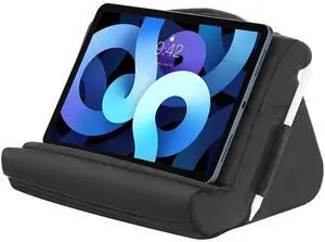 MoKo Tablet Pillow Stand, Soft Tablet Cushion Stand, with Multiple Viewing Angles and Storage Pocket, Fit with iPad 10.2 2021/iPad Air 5/4/3/iPad Pro 11/12.9 2022, iPad 10th,Galaxy Tab, iPhone,Black