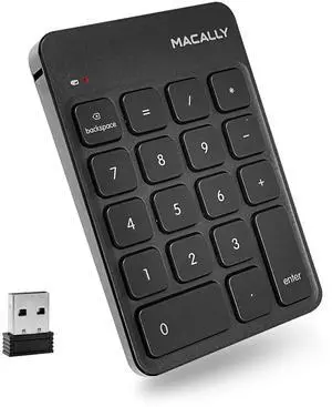 Macally Wireless Number Pad | Numeric Keypad | Wireless 10 Key for Laptop PC Computer Notebook Surface Chrome (2.4G USB) Perfect for Data Entry Numpad Number Keyboard