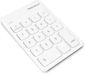 Macally Bluetooth Number Pad for Laptop, Apple, Mac, iMac, MacBook Pro/Air, Ipad, Windows PC, Tablet, or Desktop Computer - Rechargeable 18 Key Wireless Numeric Keypad - White Bluetooth 10 Key Numpad
