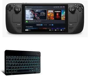 BoxWave Keyboard Compatible with Valve Steam Deck - SlimKeys Bluetooth Keyboard - with Backlight, Portable Slim LED 7 Colors - Jet Black