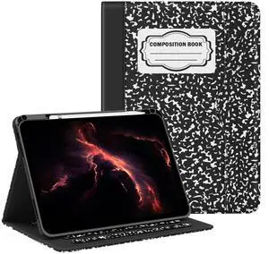 OKP Case for iPad 11-inch (A16) 2025 / 10th Generation 2022, for ipad 11th / 10th 10.9 inch with Multi-Angle Viewing PU Leather Stand Cover with Pencil Holder & Pocket, Auto Sleep/Wake, Black Notebook
