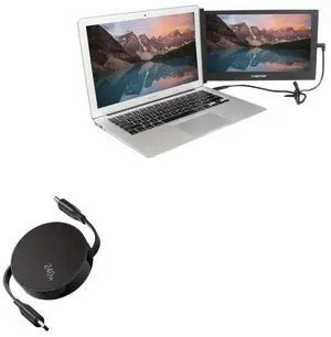 BoxWave Cable Compatible with SideTrak Slide Portable Monitor (12.5 in) - PD miniSync (240W), Retractable PD 240W Portable USB Type-C Cable - Jet Black